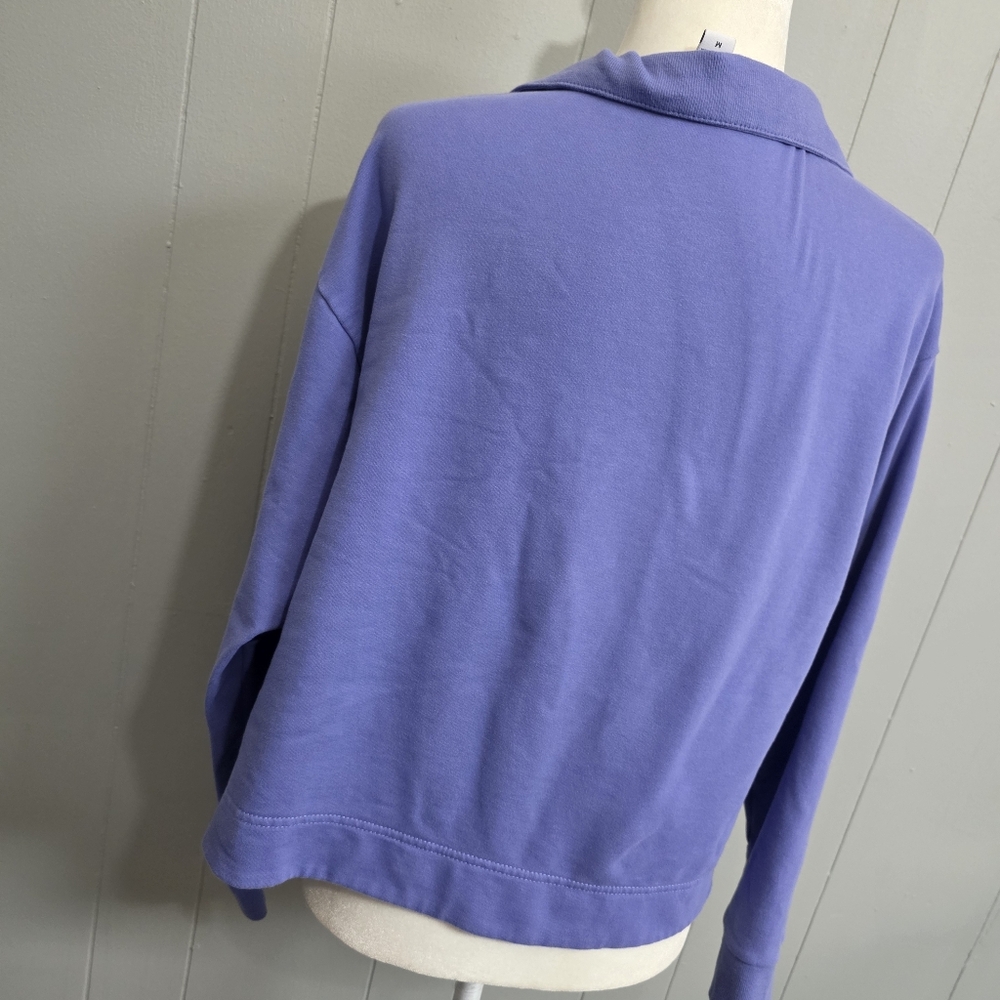 Athleta Retroterry Dark Adonis Purple Polo Sweatshirt Cozy Athletic Size M - Picture 10 of 13